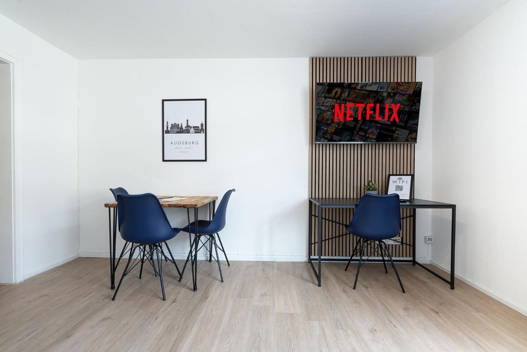 Neu Mozarthaus Center Netflix Arbeitsplatz Apartment Augsburg